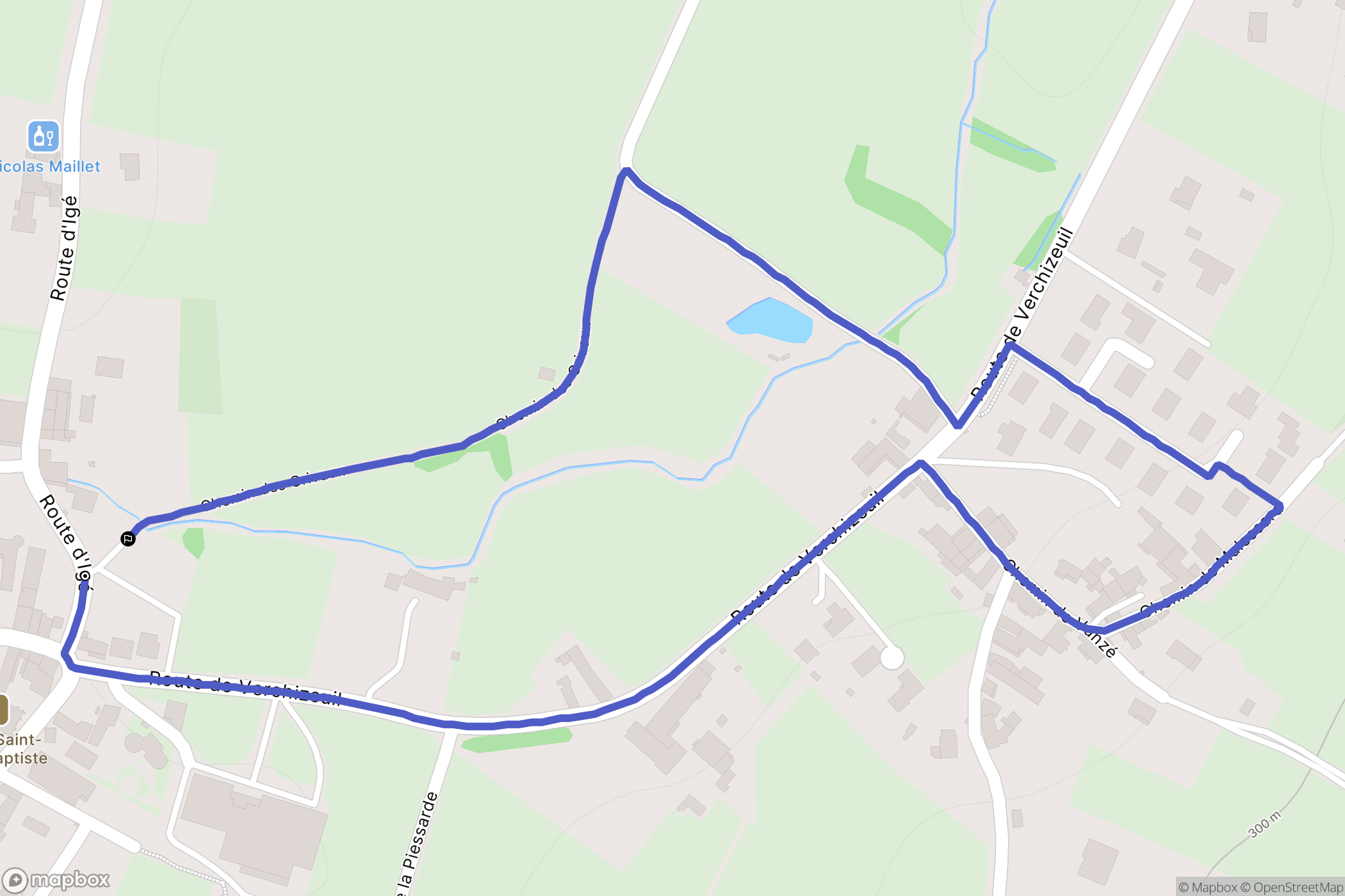Verzé : carte du parcours de randonnée - France