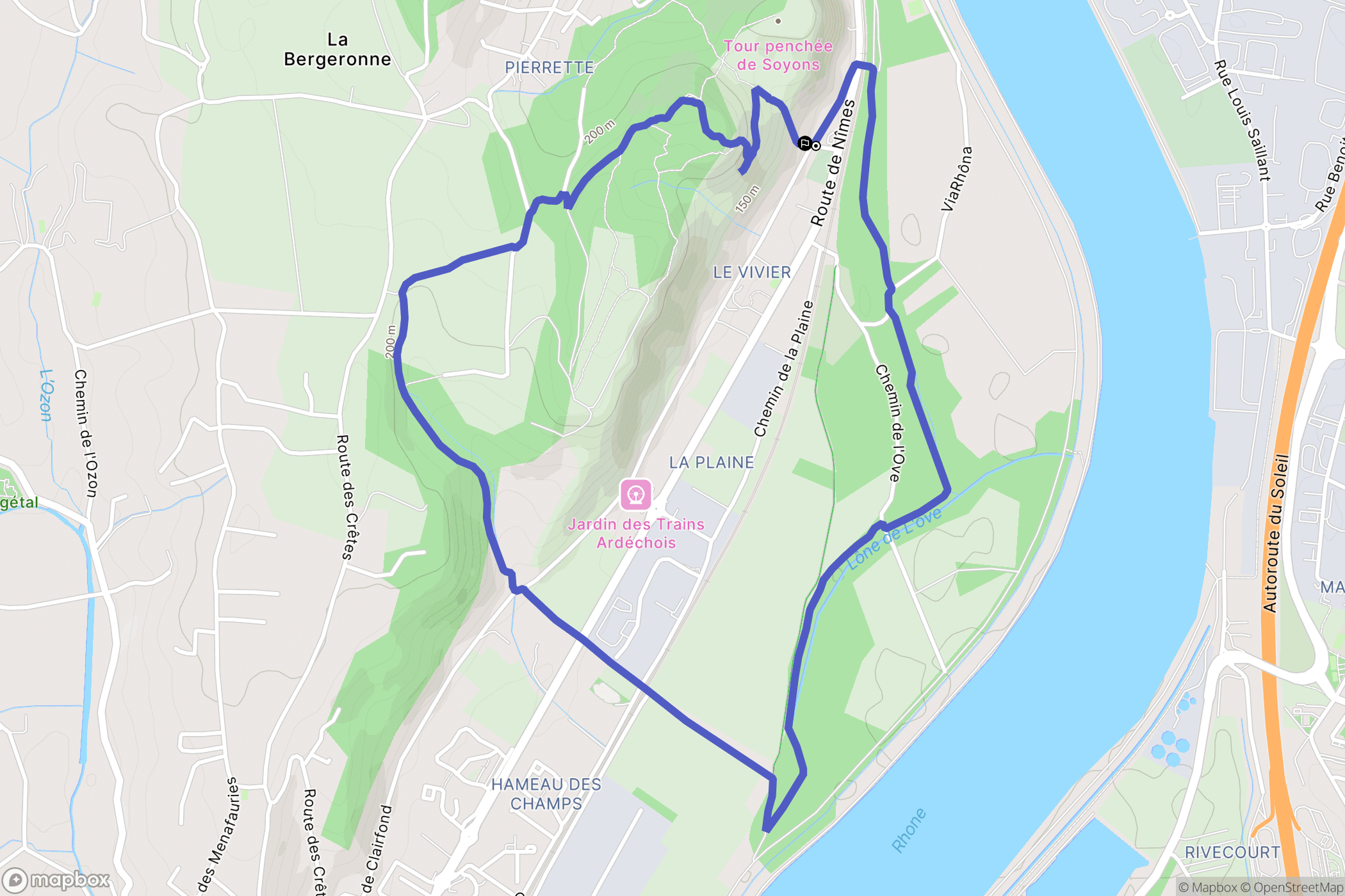 Soyons : carte du parcours de randonnée - France
