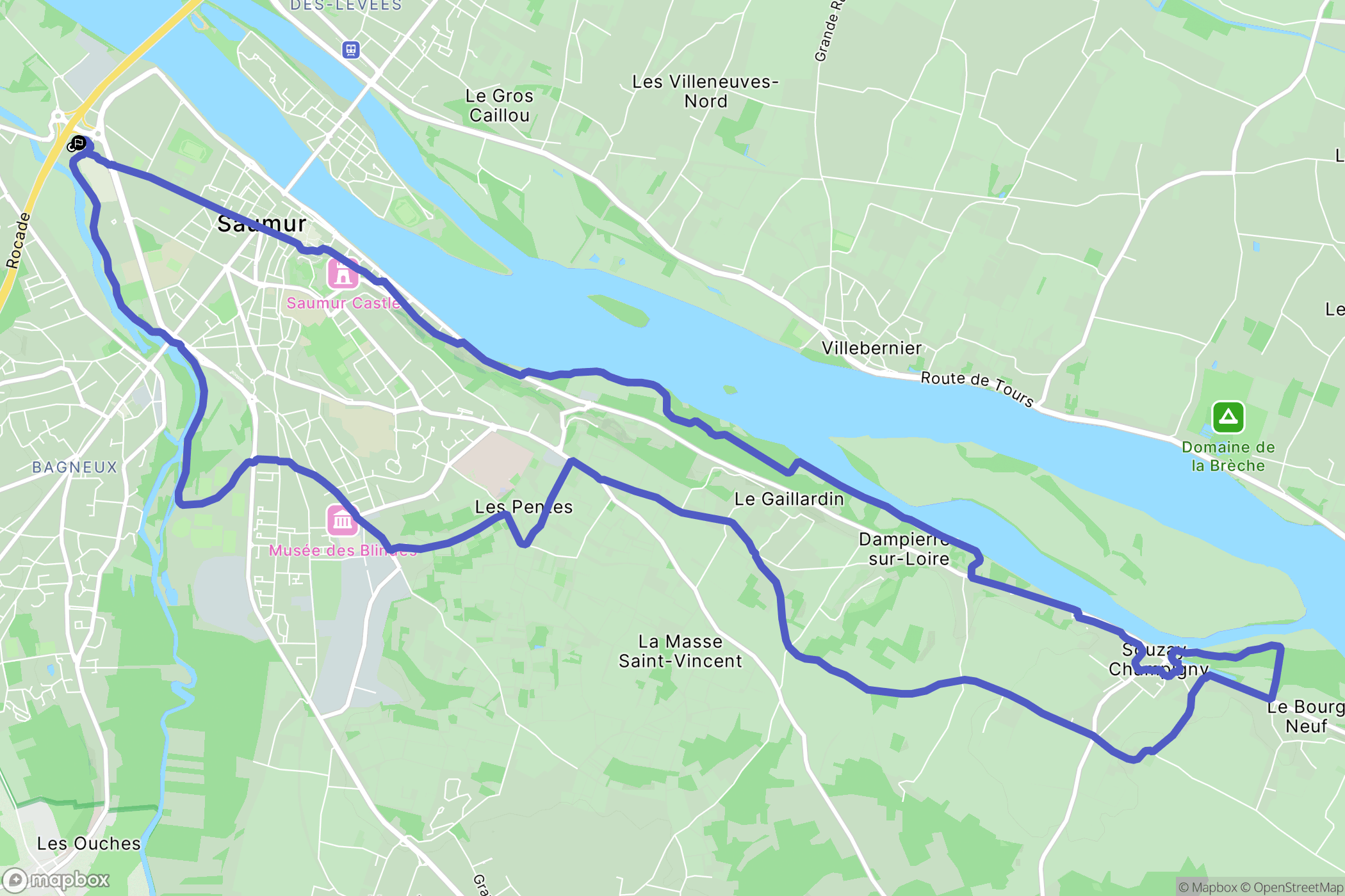 Saumur : carte du parcours de randonnée - France