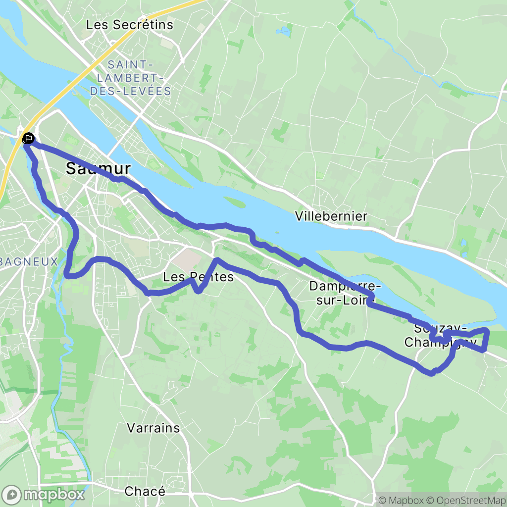 Saumur : carte du parcours de randonnée - France