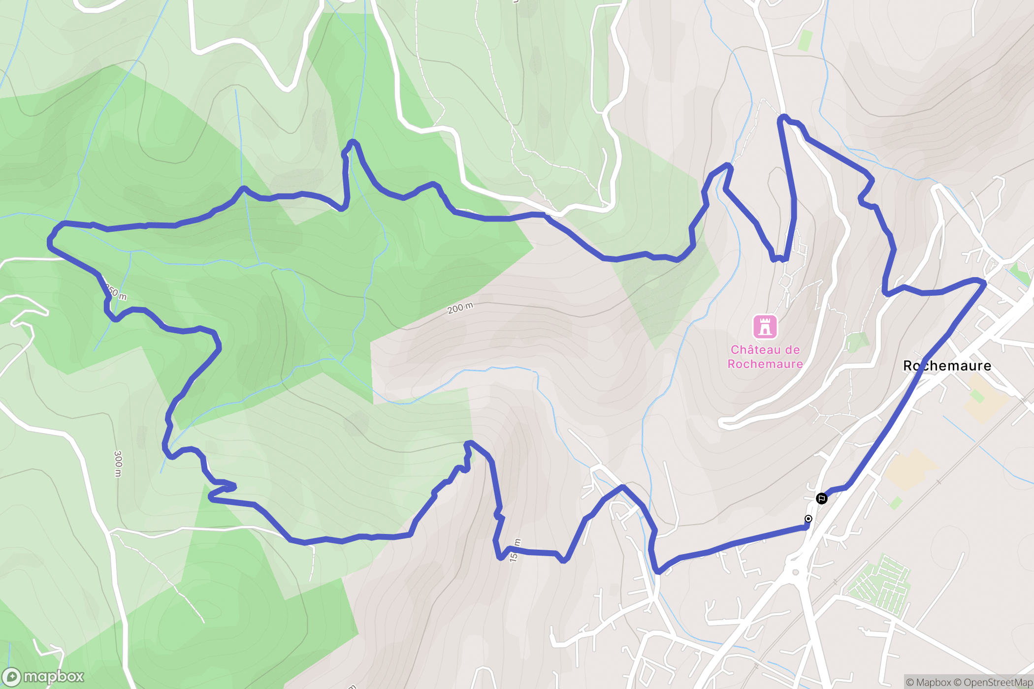Rochemaure : carte du parcours de randonnée - France