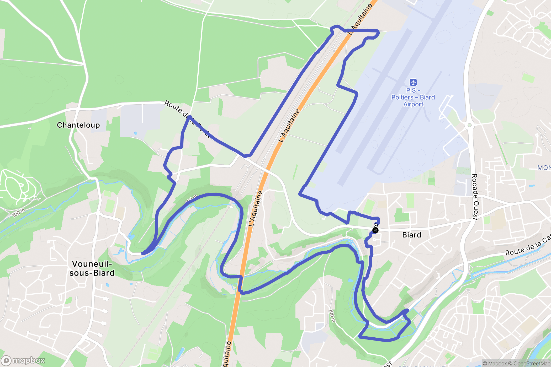Biard : carte du parcours de randonnée - France