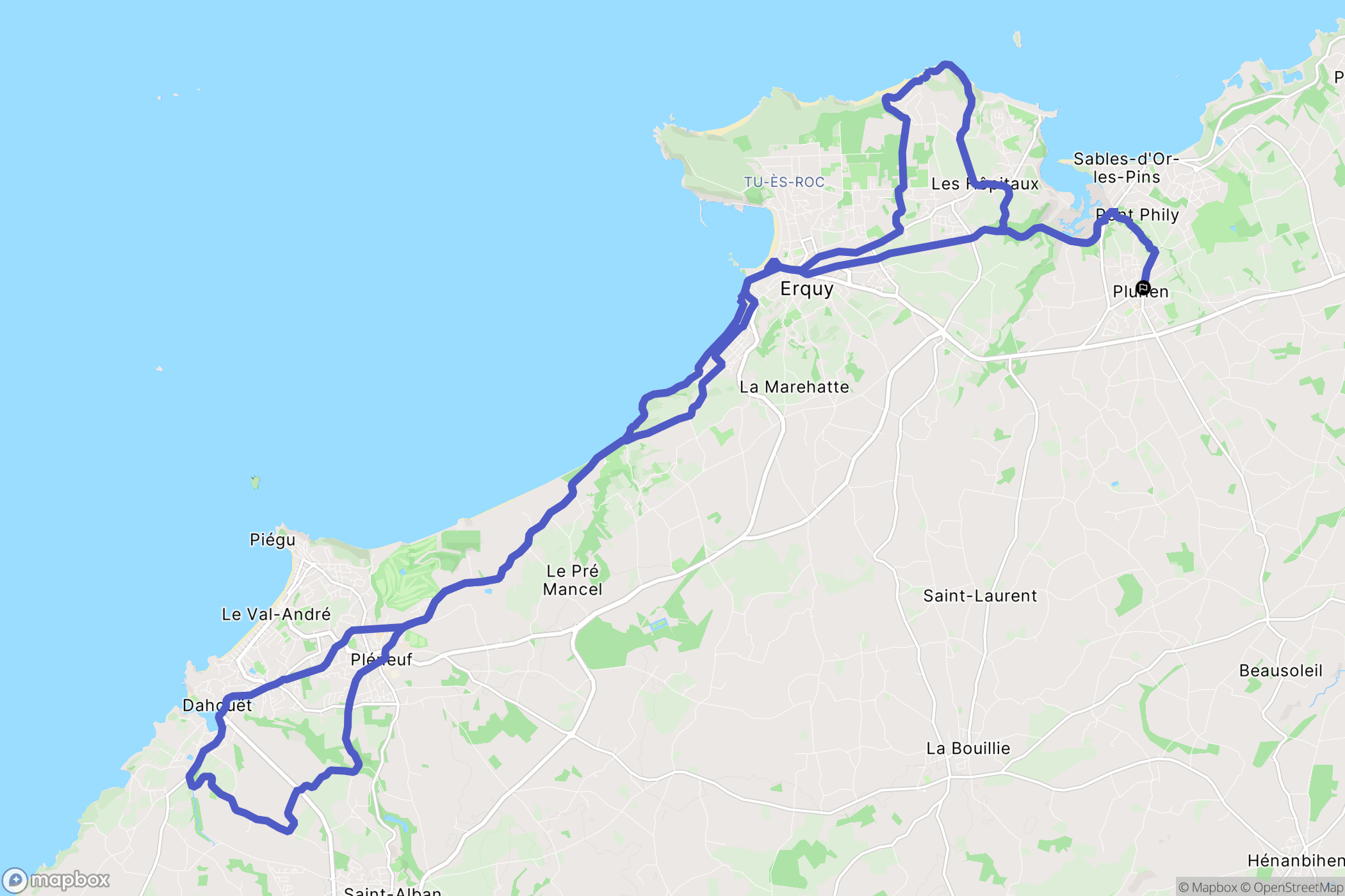 Plurien : carte du parcours de randonnée - France