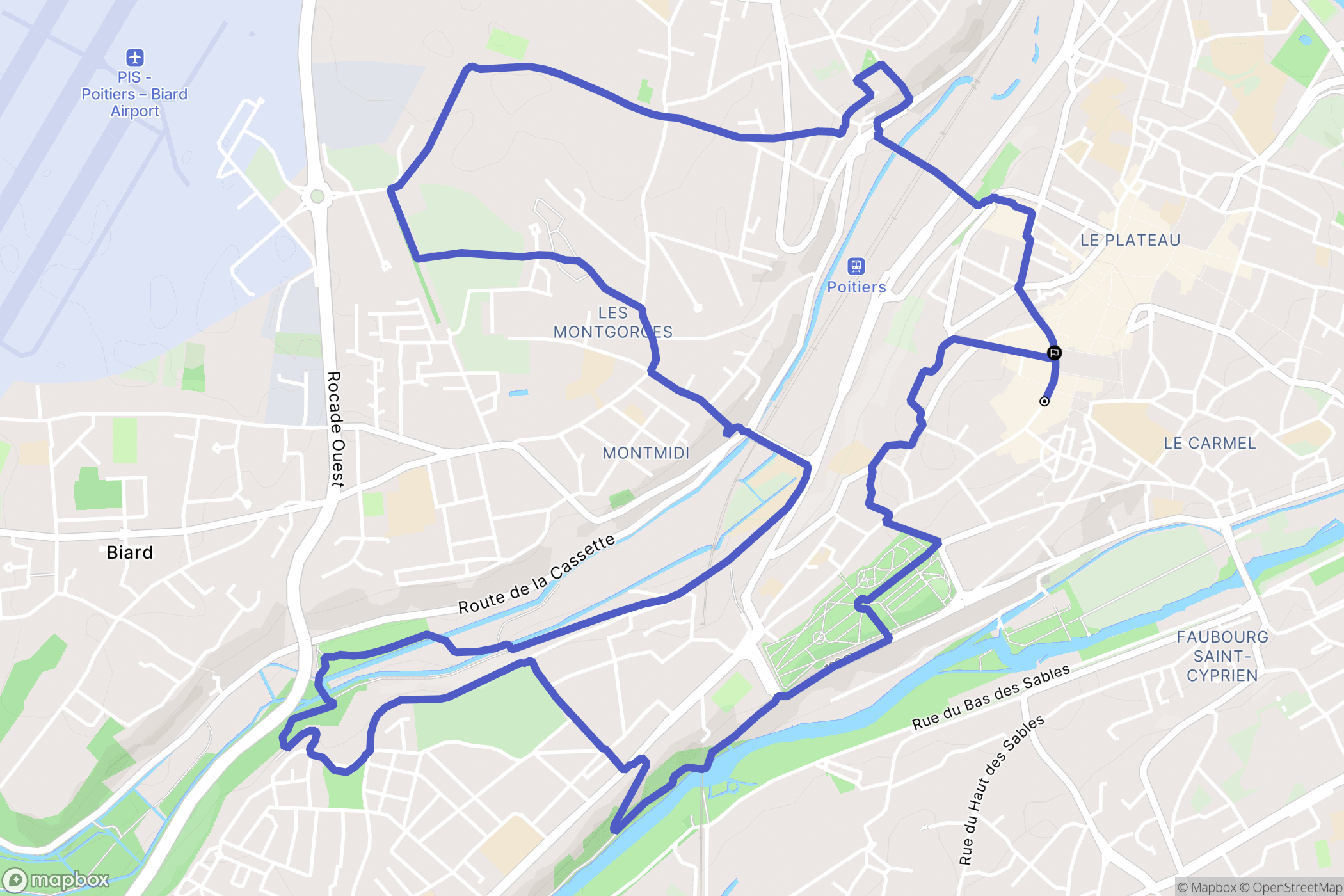 Poitiers : carte du parcours de randonnée - France