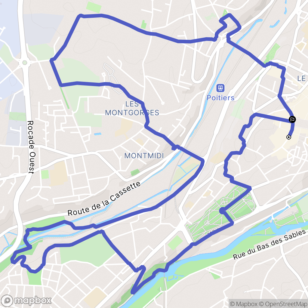 Poitiers : carte du parcours de randonnée - France