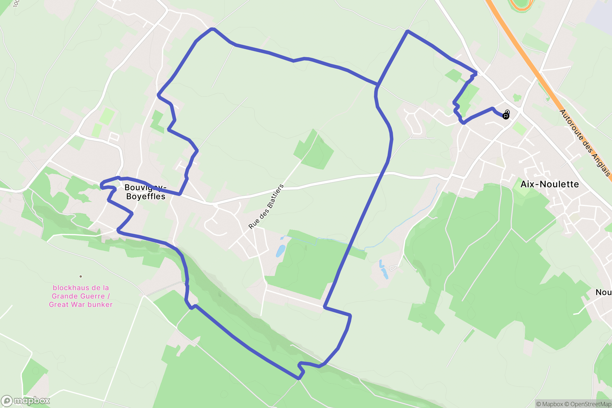 Aix-Noulette : carte du parcours de randonnée - France