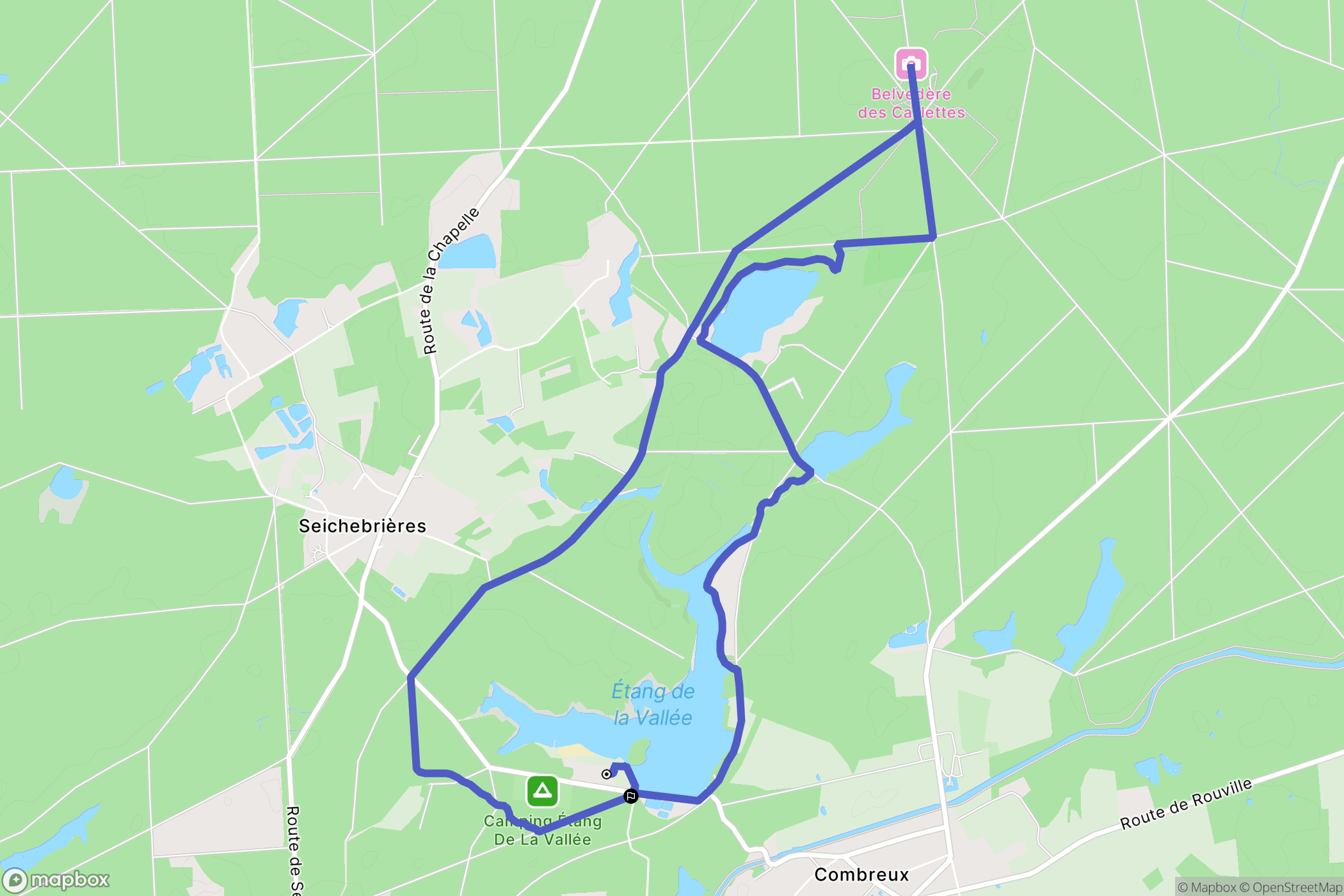 Combreux : carte du parcours de randonnée - France