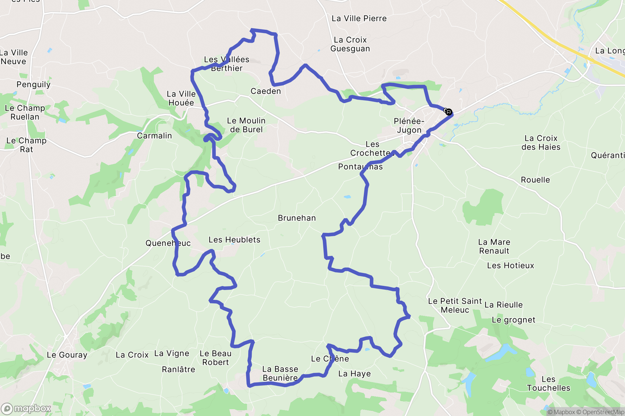 Plénée-Jugon : carte du parcours de randonnée - France