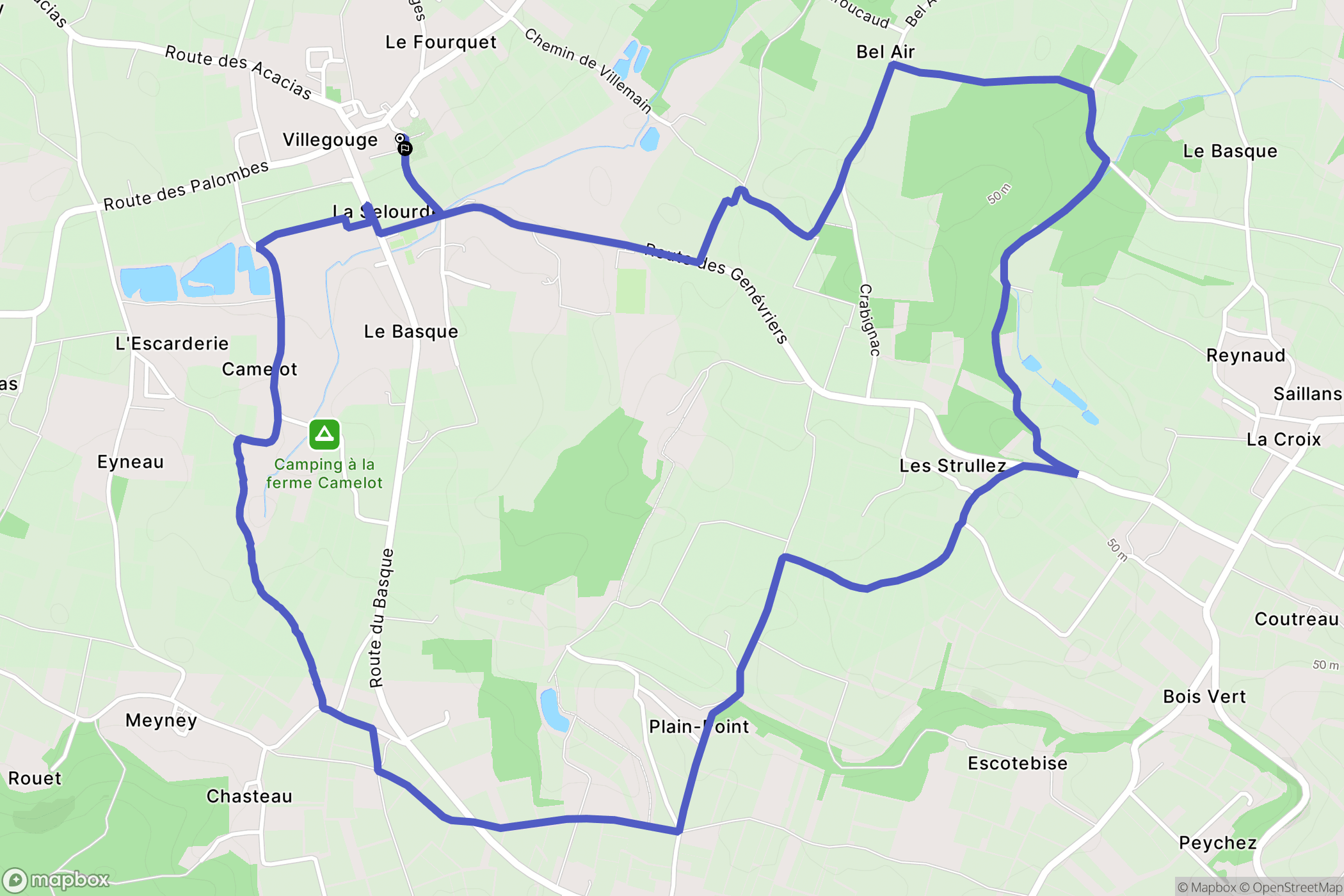 Villegouge : carte du parcours de randonnée - France