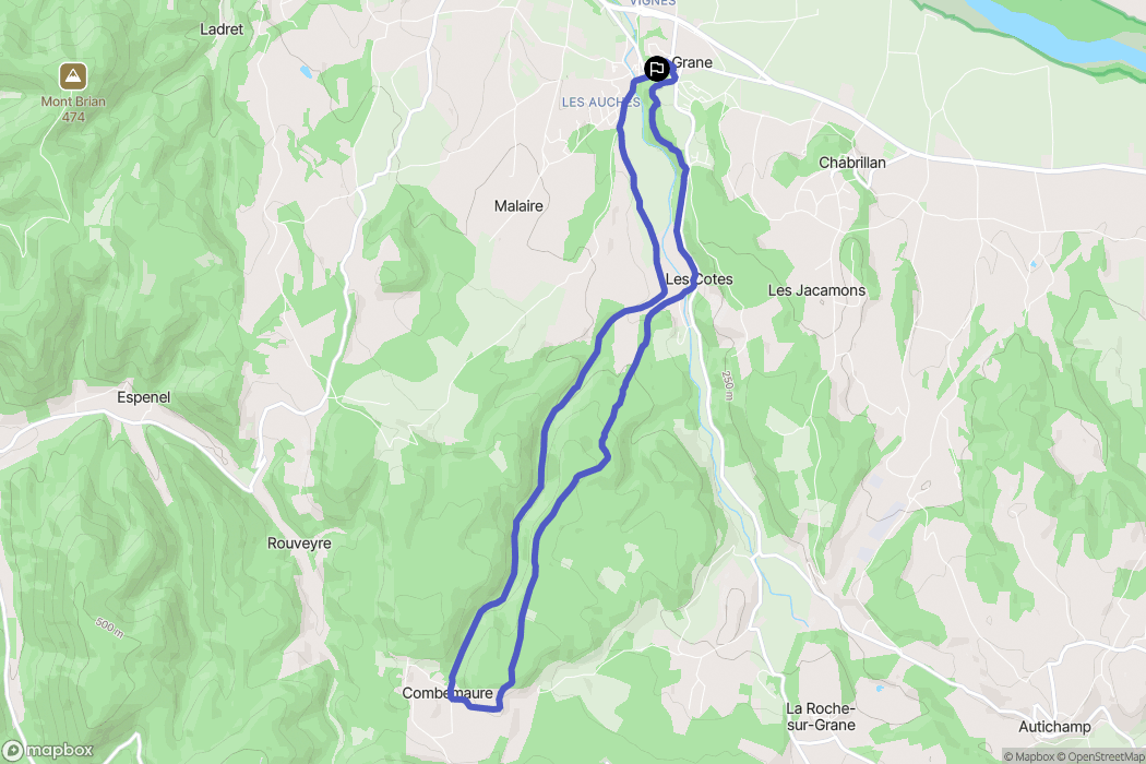 Grane : carte du parcours de randonnée - France
