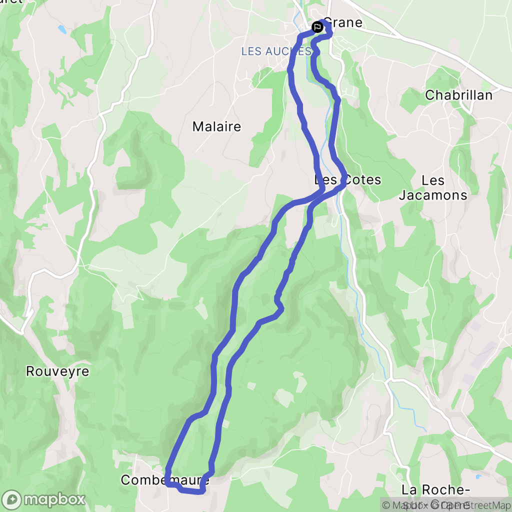 Grane : carte du parcours de randonnée - France