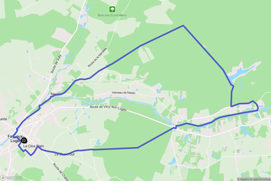Fay-aux-Loges : carte du parcours de randonnée - France