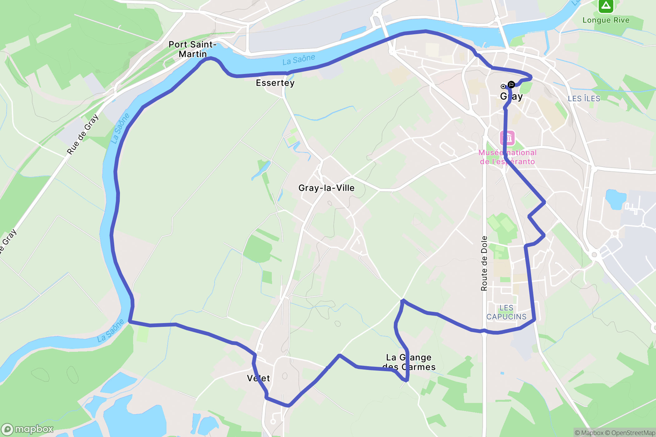 Gray : carte du parcours de randonnée - France