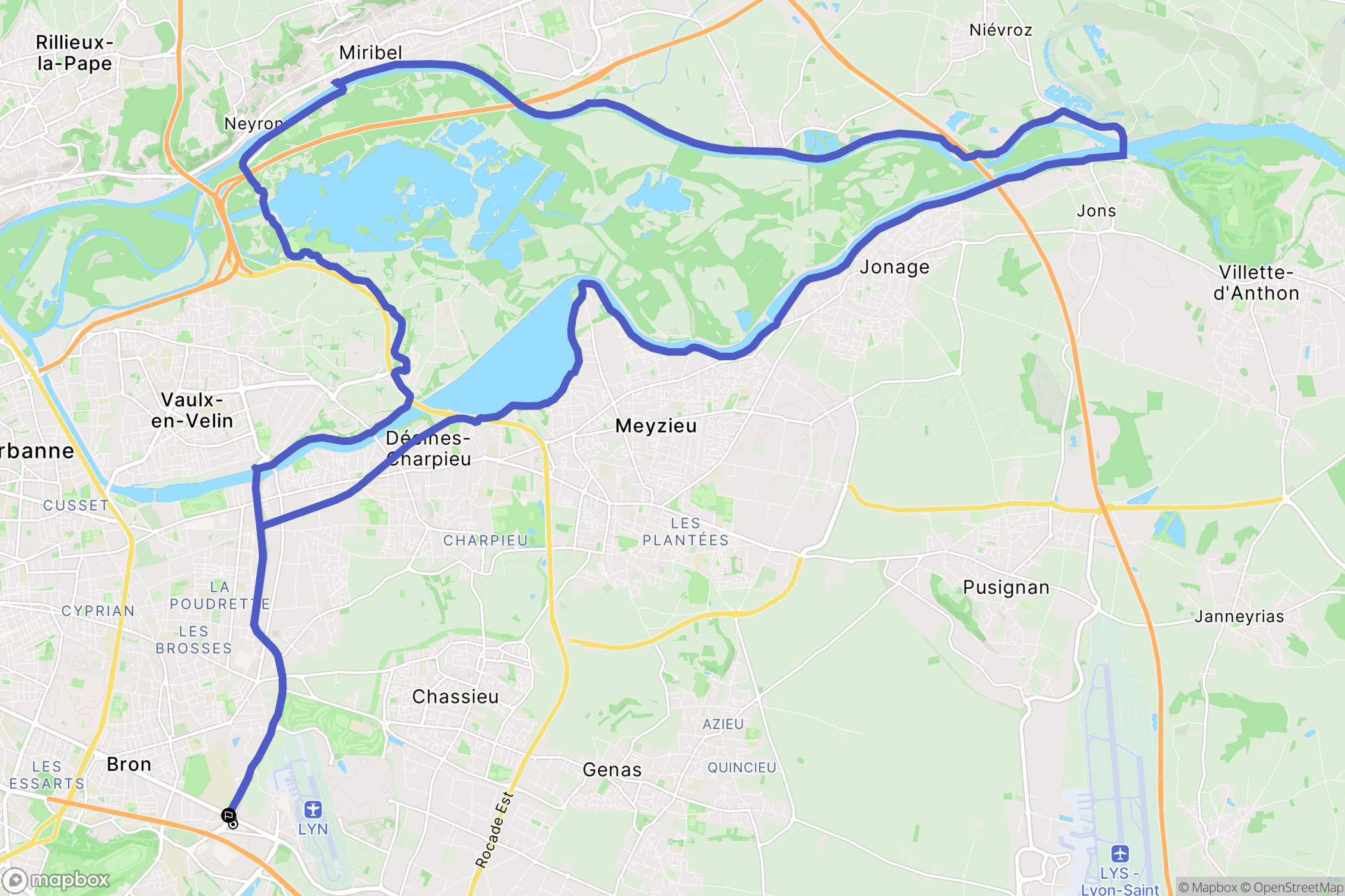 Bron : carte du parcours de randonnée - France