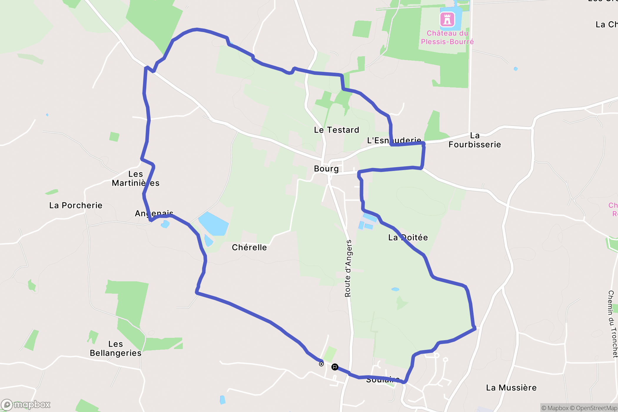 Soulaire-et-Bourg : carte du parcours de randonnée - France