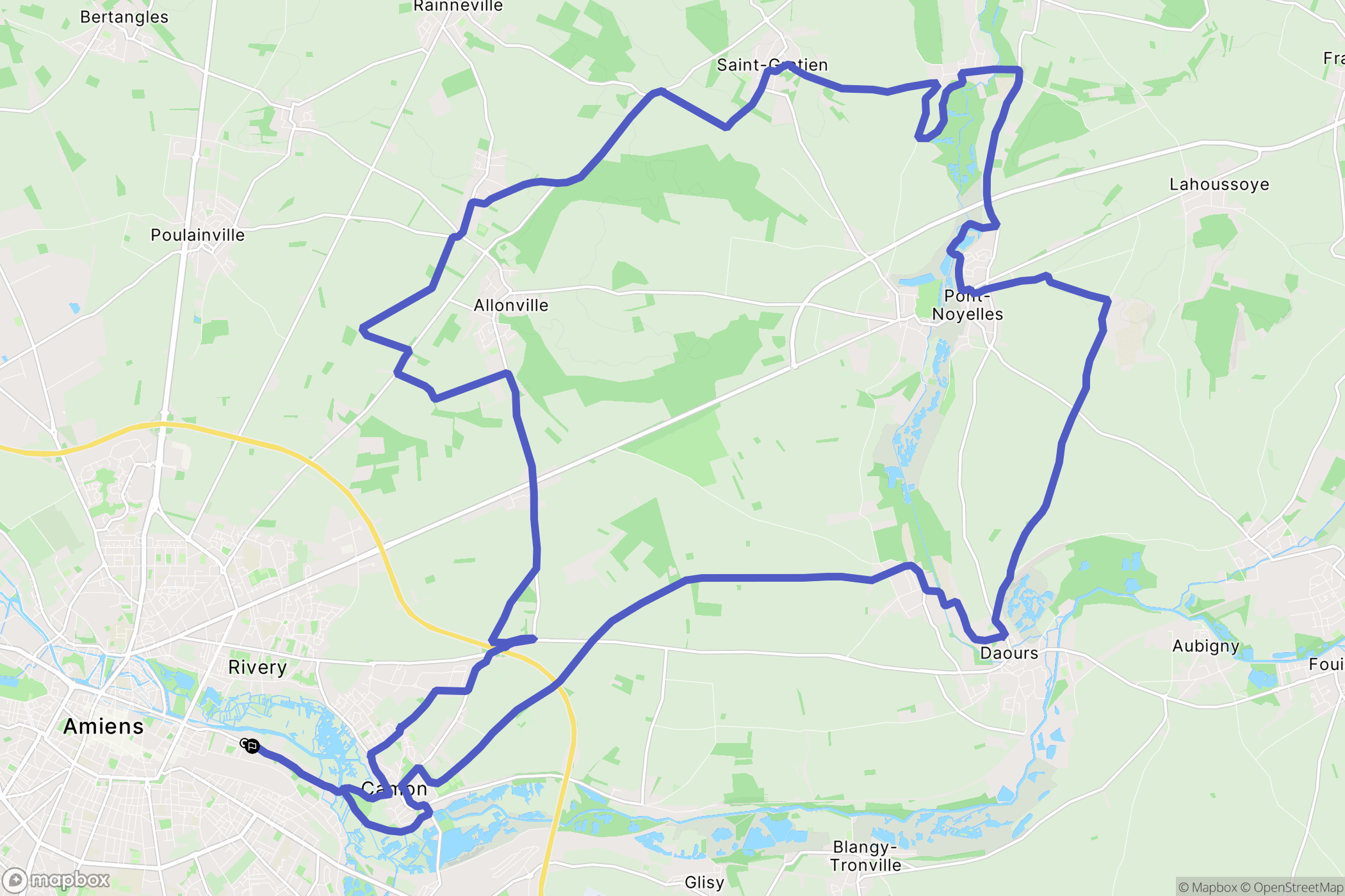 Amiens : carte du parcours de randonnée - France