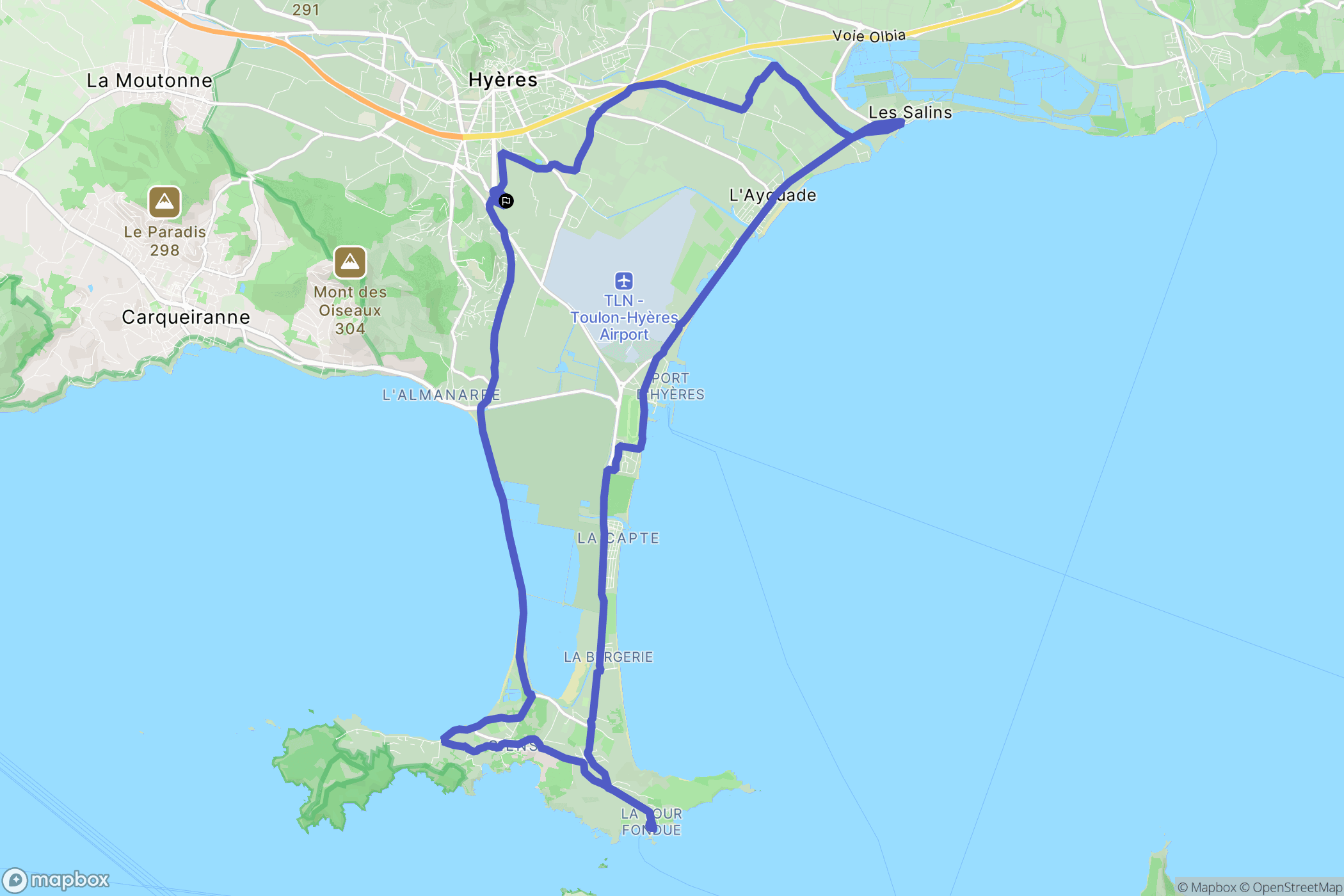 Hyères : carte du parcours de randonnée - France