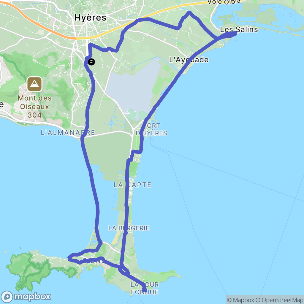 Hyères : carte du parcours de randonnée - France