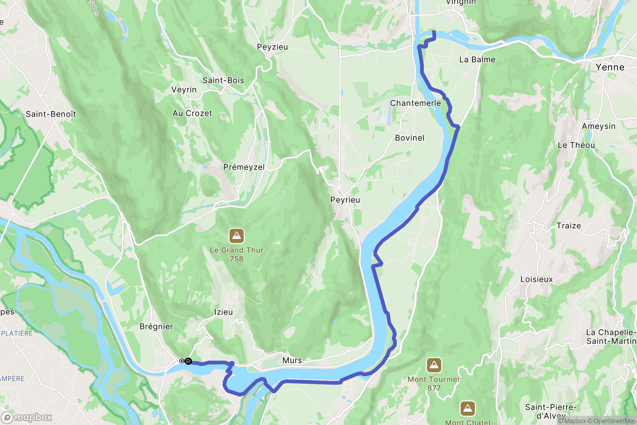 Brégnier-Cordon : carte du parcours de randonnée - France