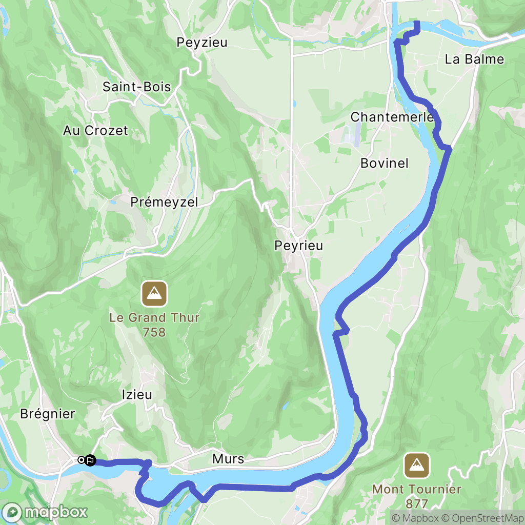 Brégnier-Cordon : carte du parcours de randonnée - France