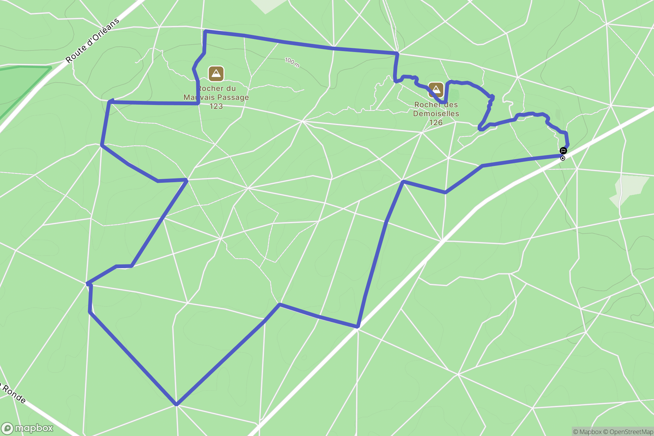 Fontainebleau : carte du parcours de randonnée - France