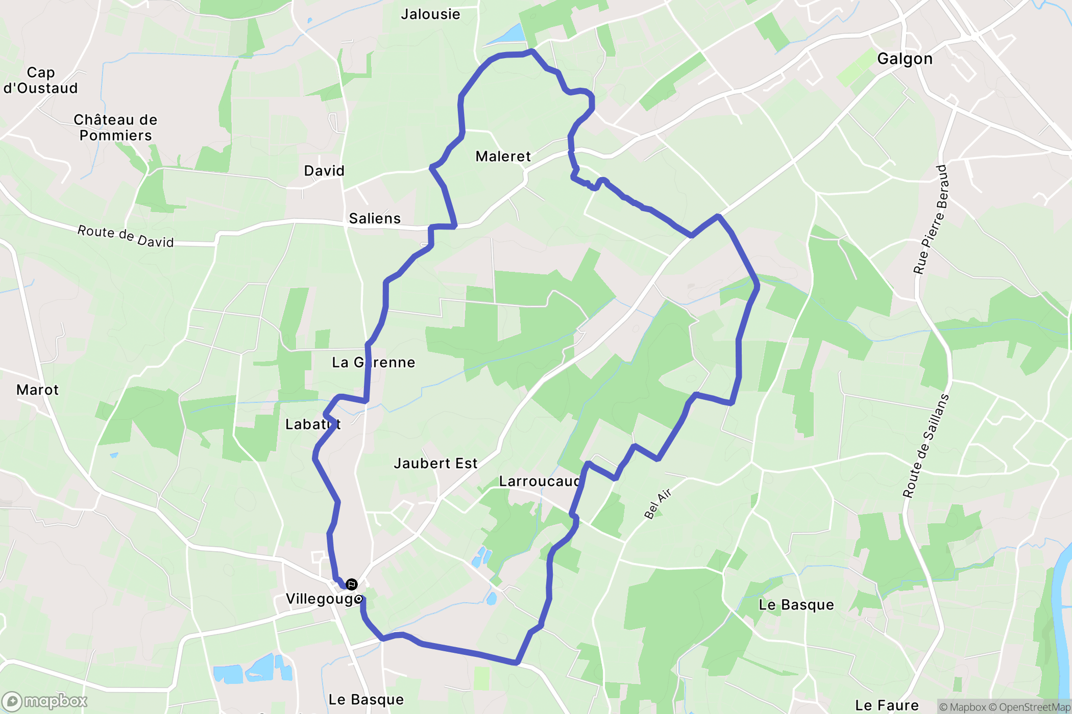 Villegouge : carte du parcours de randonnée - France