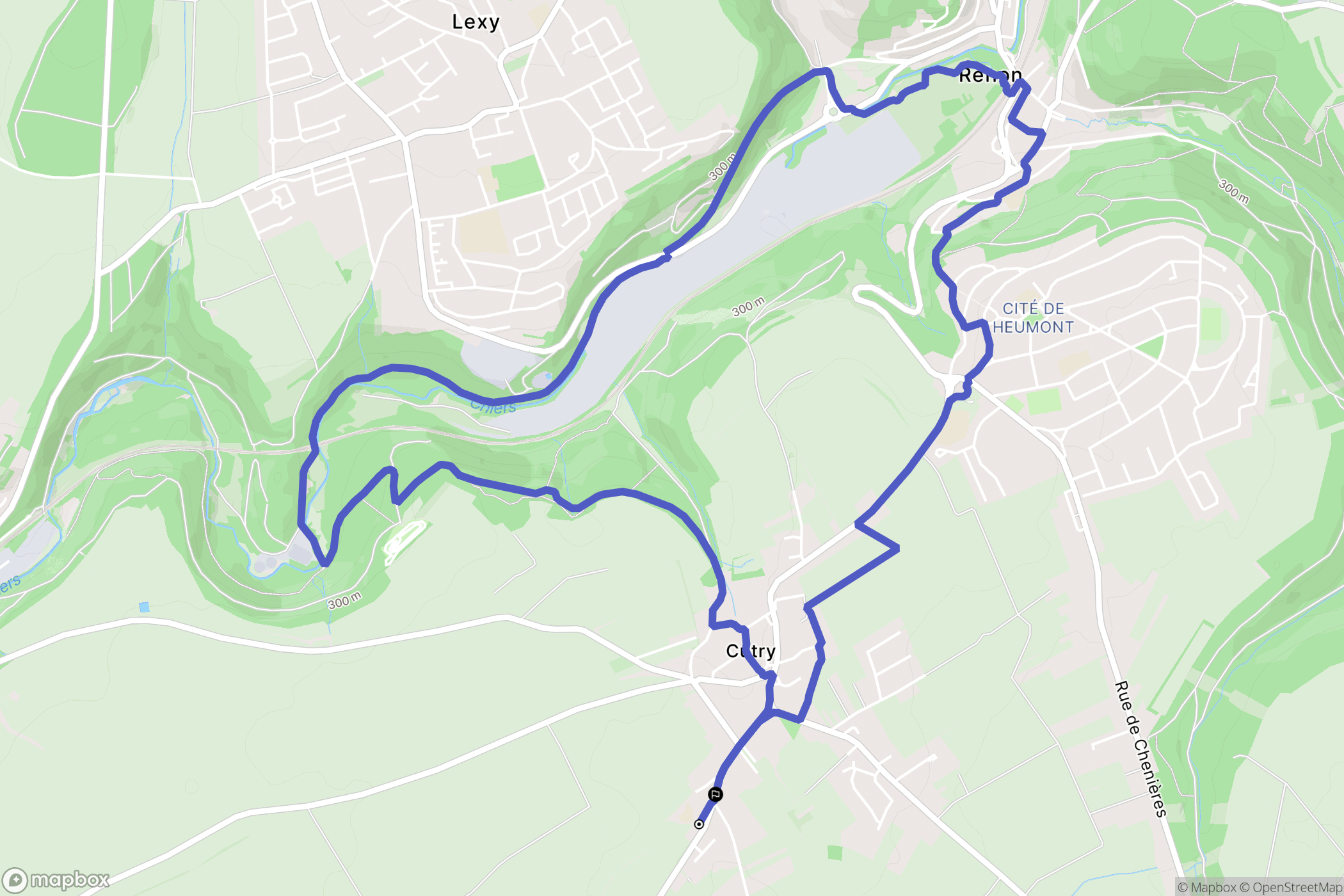 Cutry : carte du parcours de randonnée - France