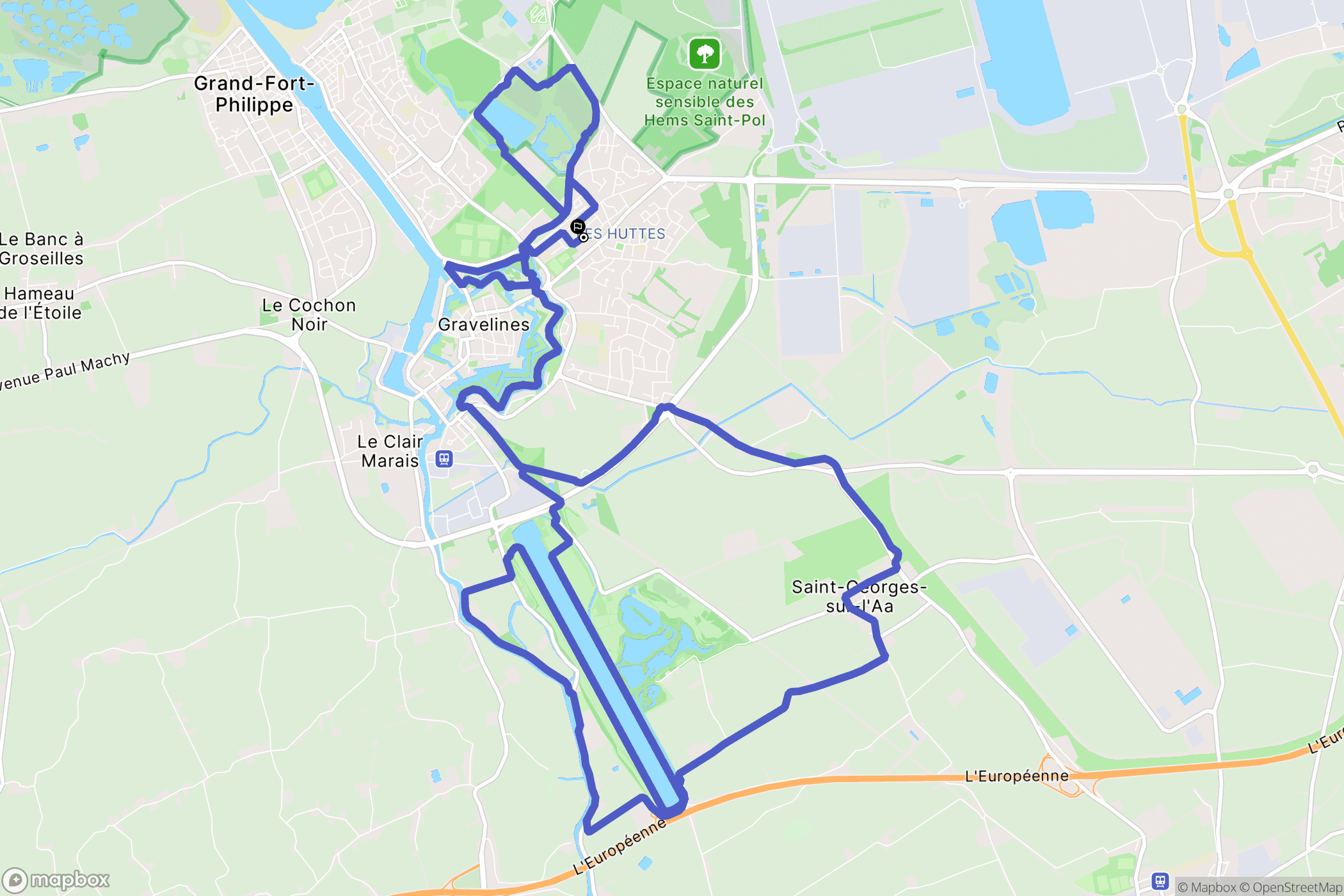 Gravelines : carte du parcours de randonnée - France