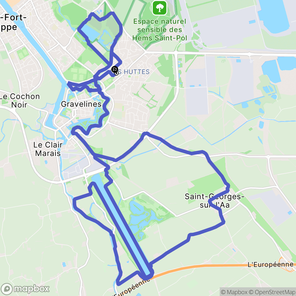 Gravelines : carte du parcours de randonnée - France