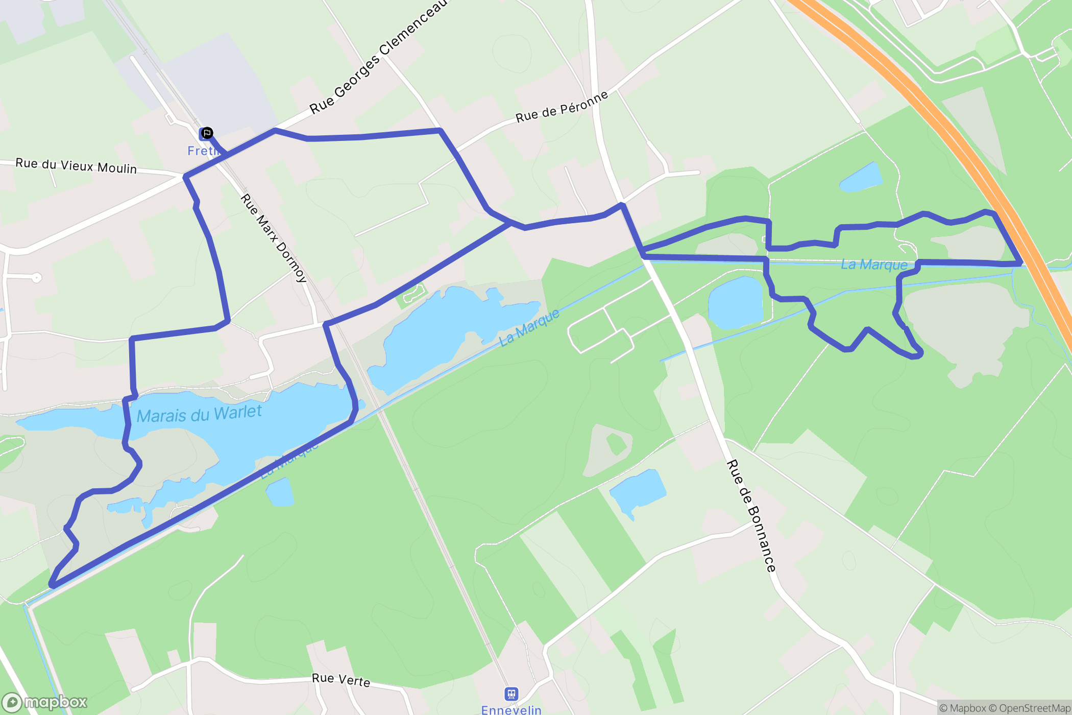 Fretin : carte du parcours de randonnée - France