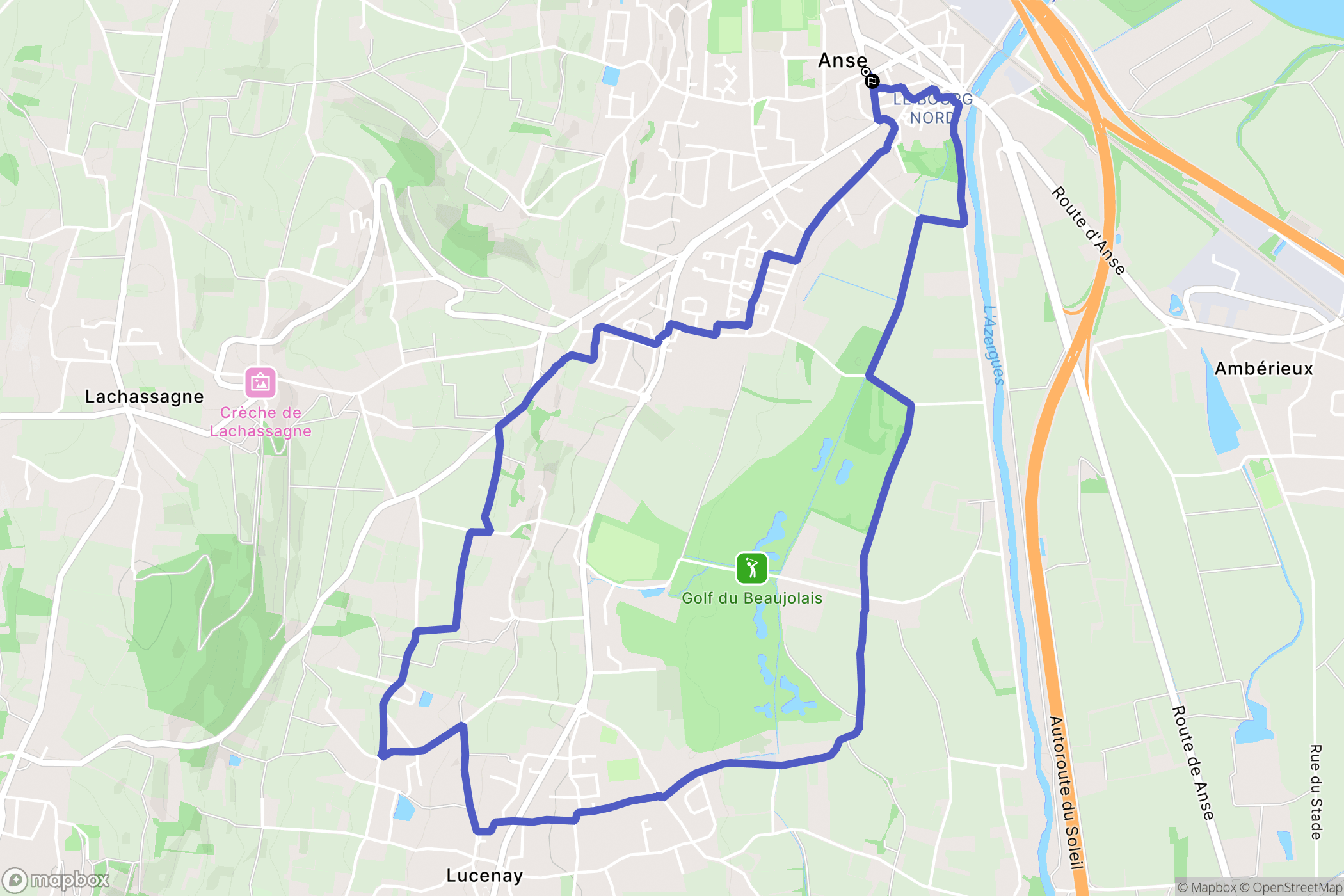 Anse : carte du parcours de randonnée - France