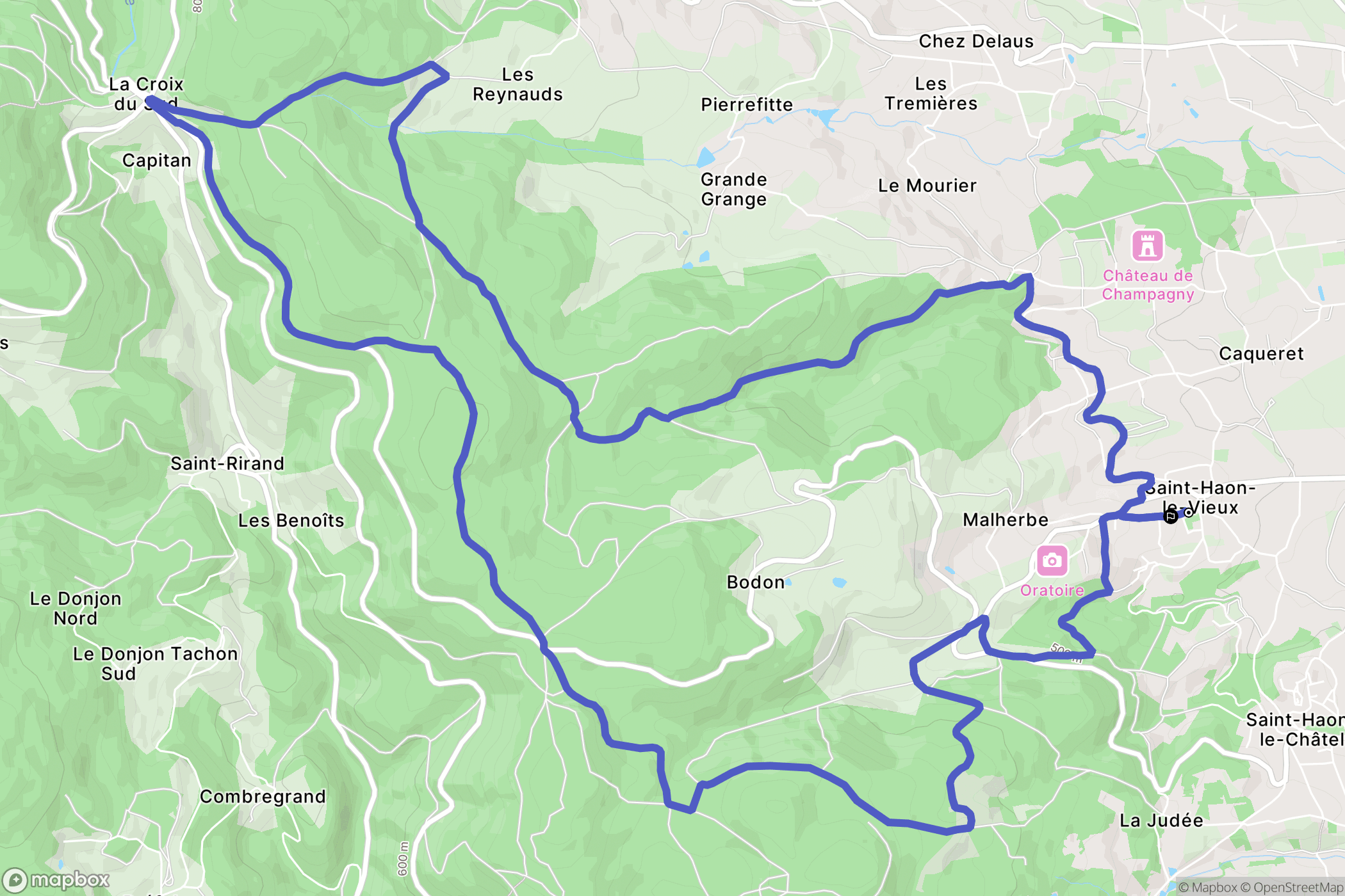 Saint-Haon-le-Vieux : carte du parcours de randonnée - France