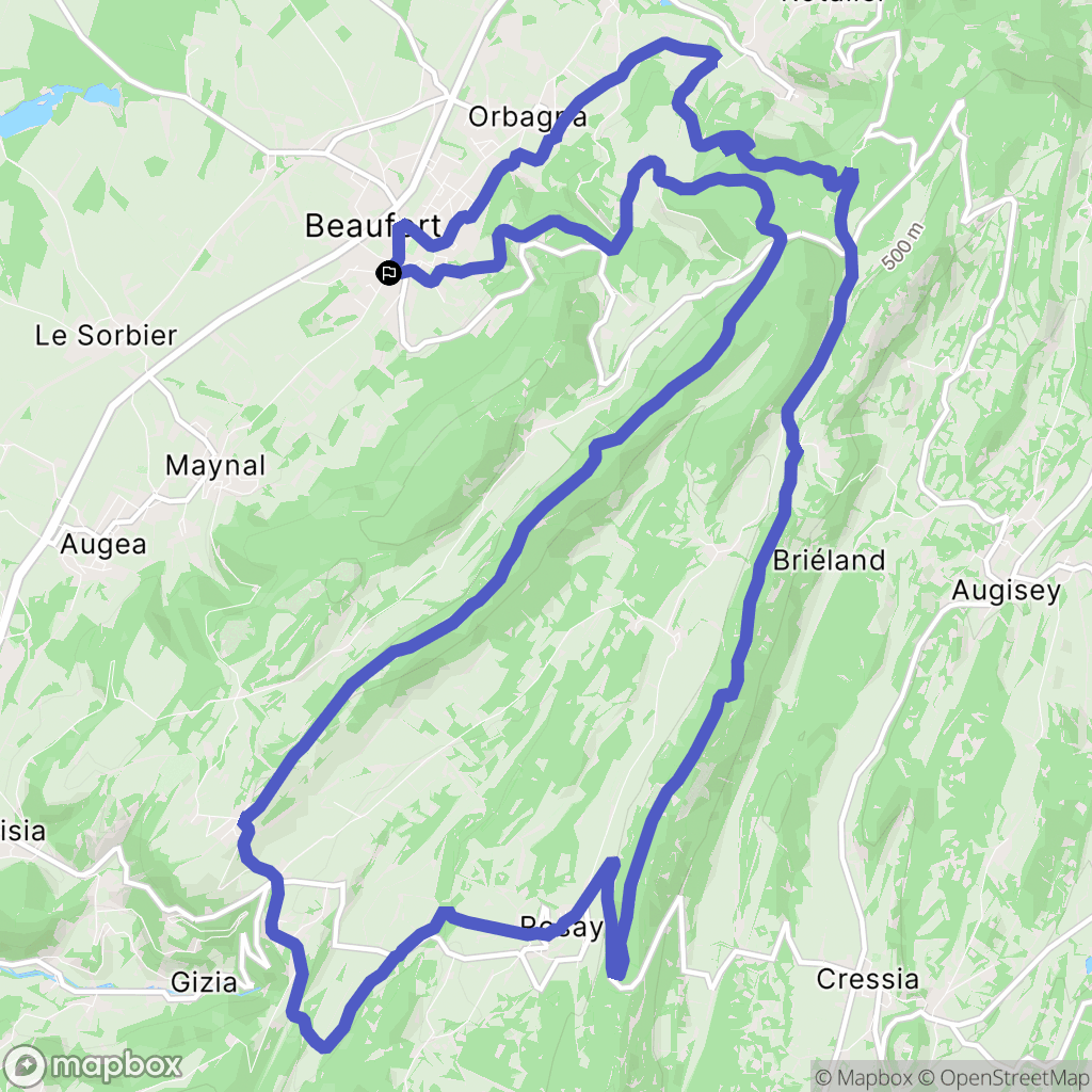 Beaufort-Orbagna : carte du parcours de randonnée - France