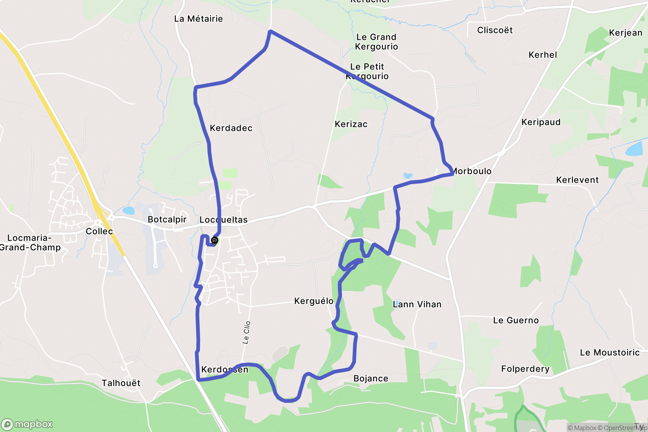 Locqueltas : carte du parcours de randonnée - France