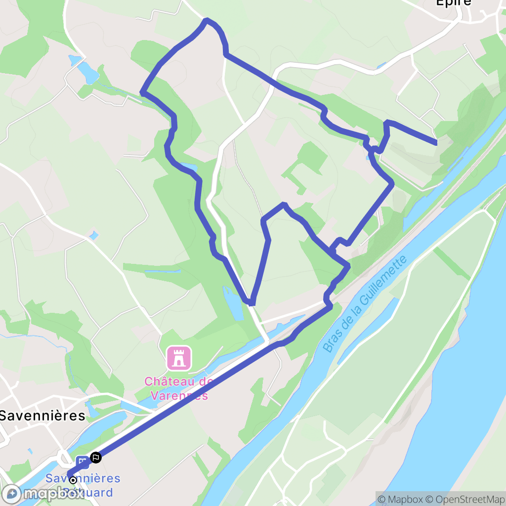 Savennières : carte du parcours de randonnée - France