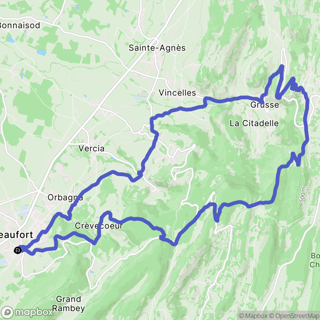 Beaufort-Orbagna : carte du parcours de randonnée - France