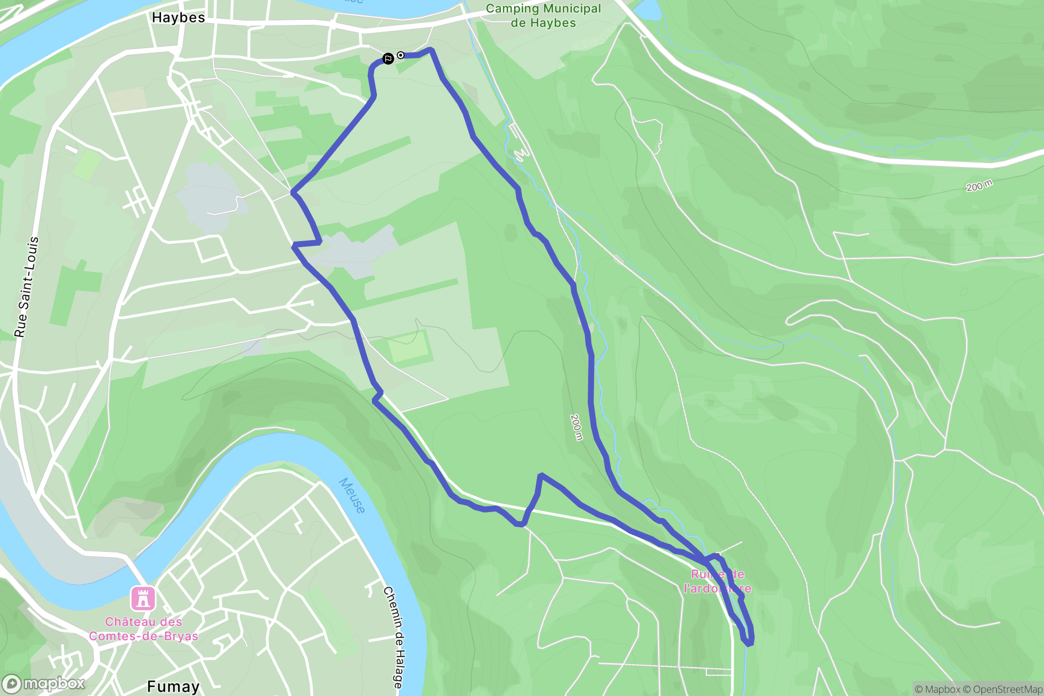 Haybes : carte du parcours de randonnée - France