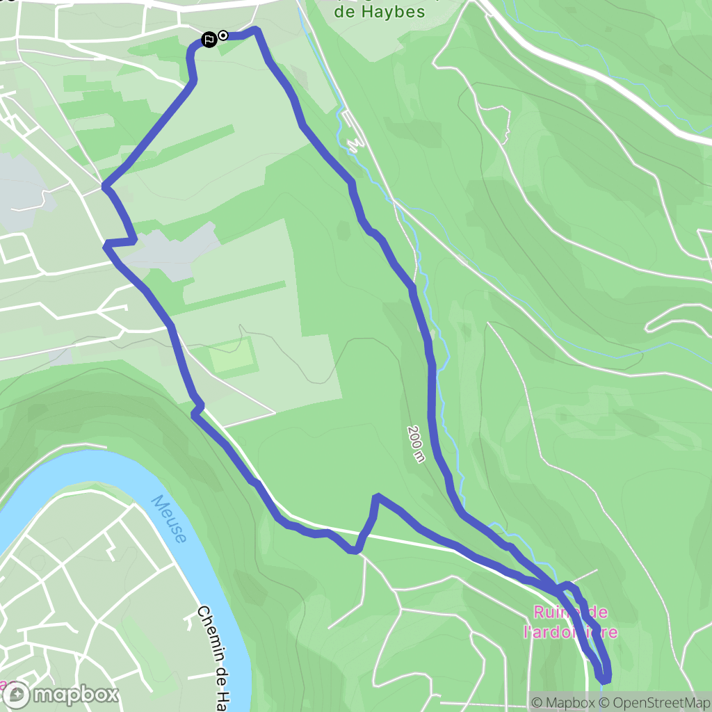 Haybes : carte du parcours de randonnée - France