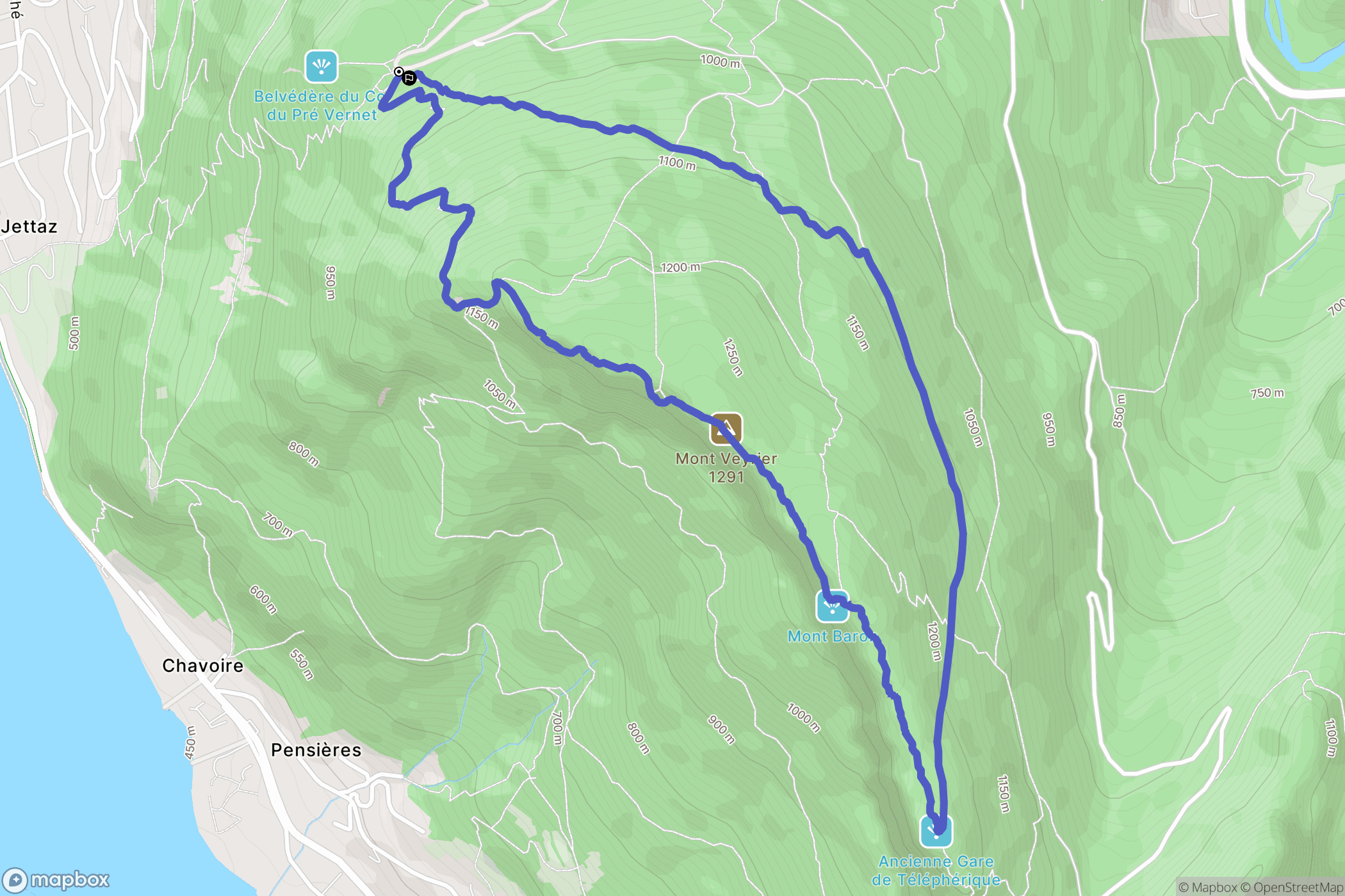 Annecy : carte du parcours de randonnée - France