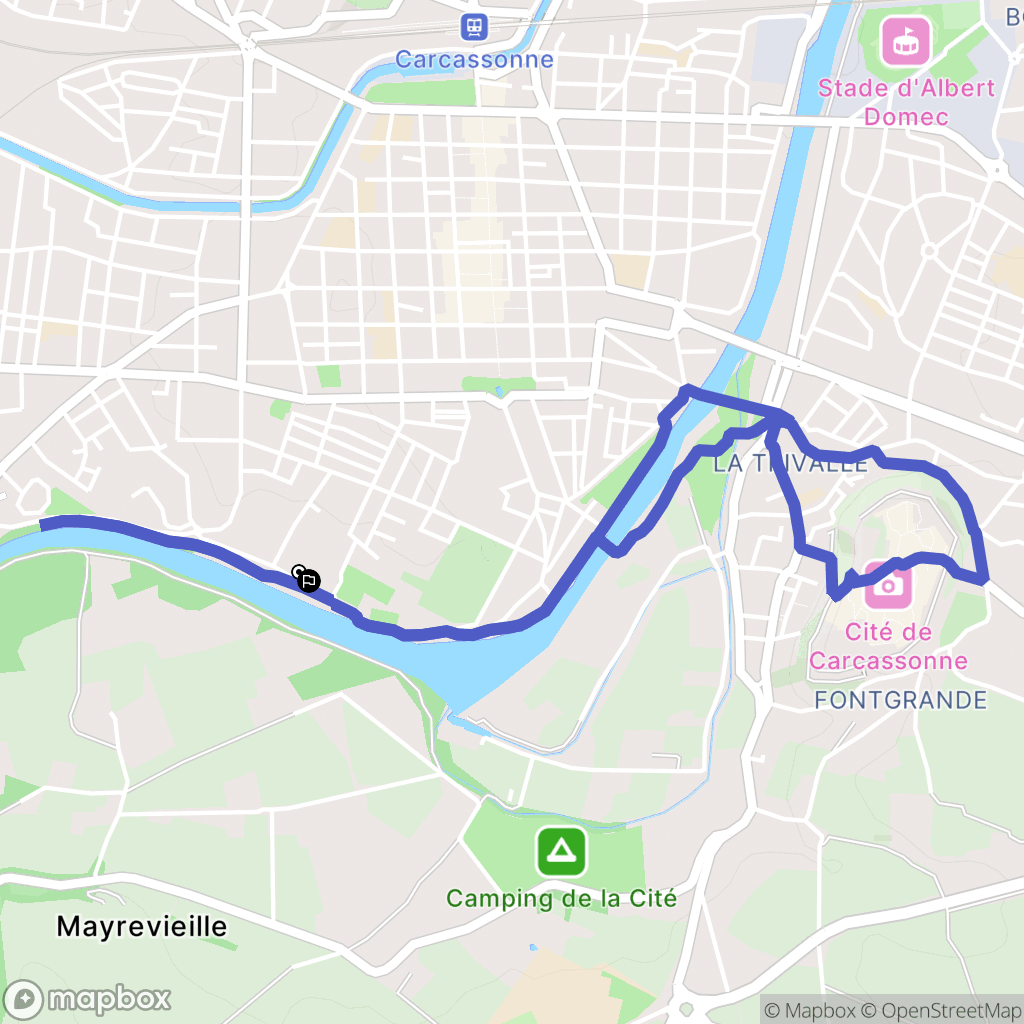 Carcassonne : carte du parcours de randonnée - France