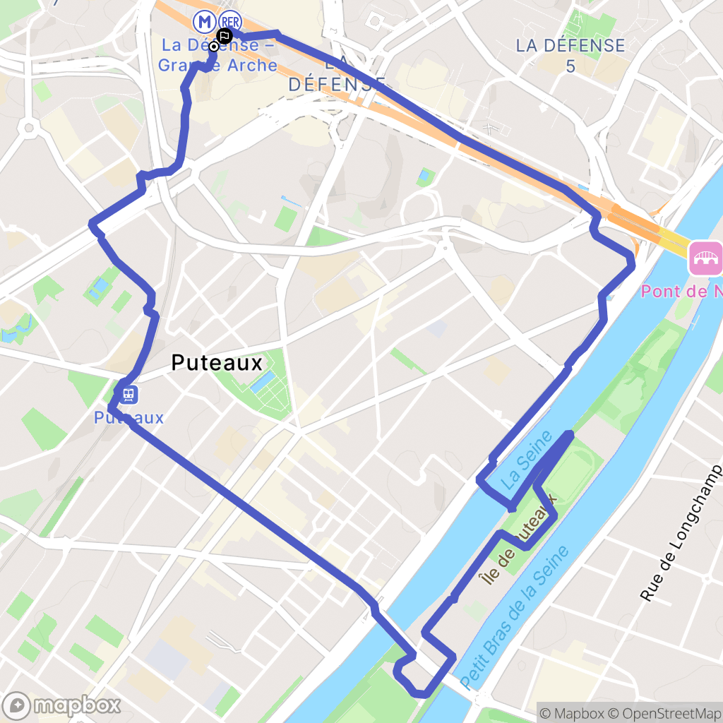 Puteaux : carte du parcours de randonnée - France