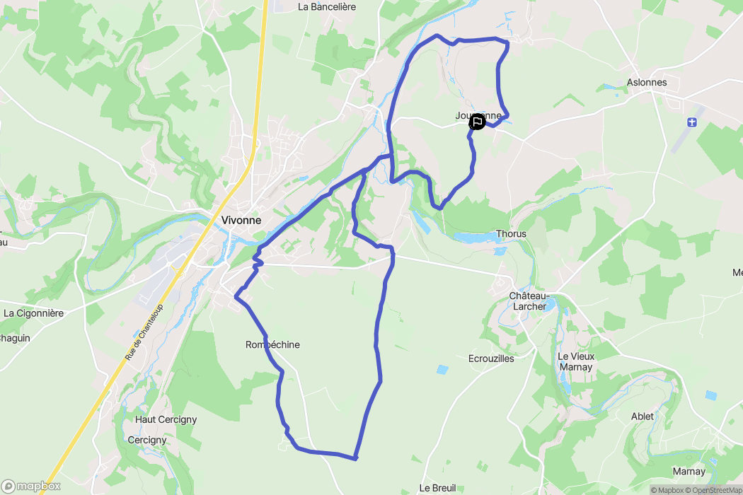 Aslonnes : carte du parcours de randonnée - France
