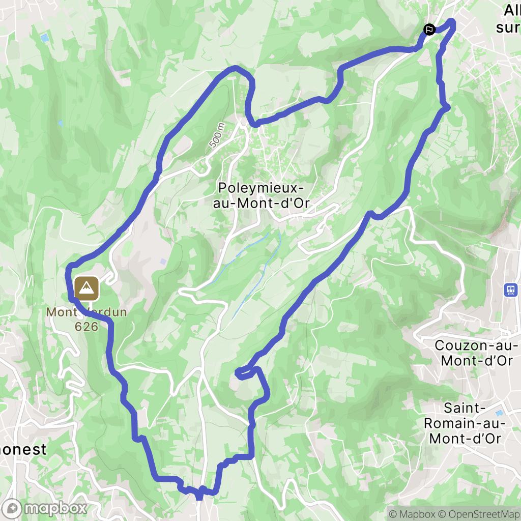 Curis-au-Mont-d'Or : carte du parcours de randonnée - France