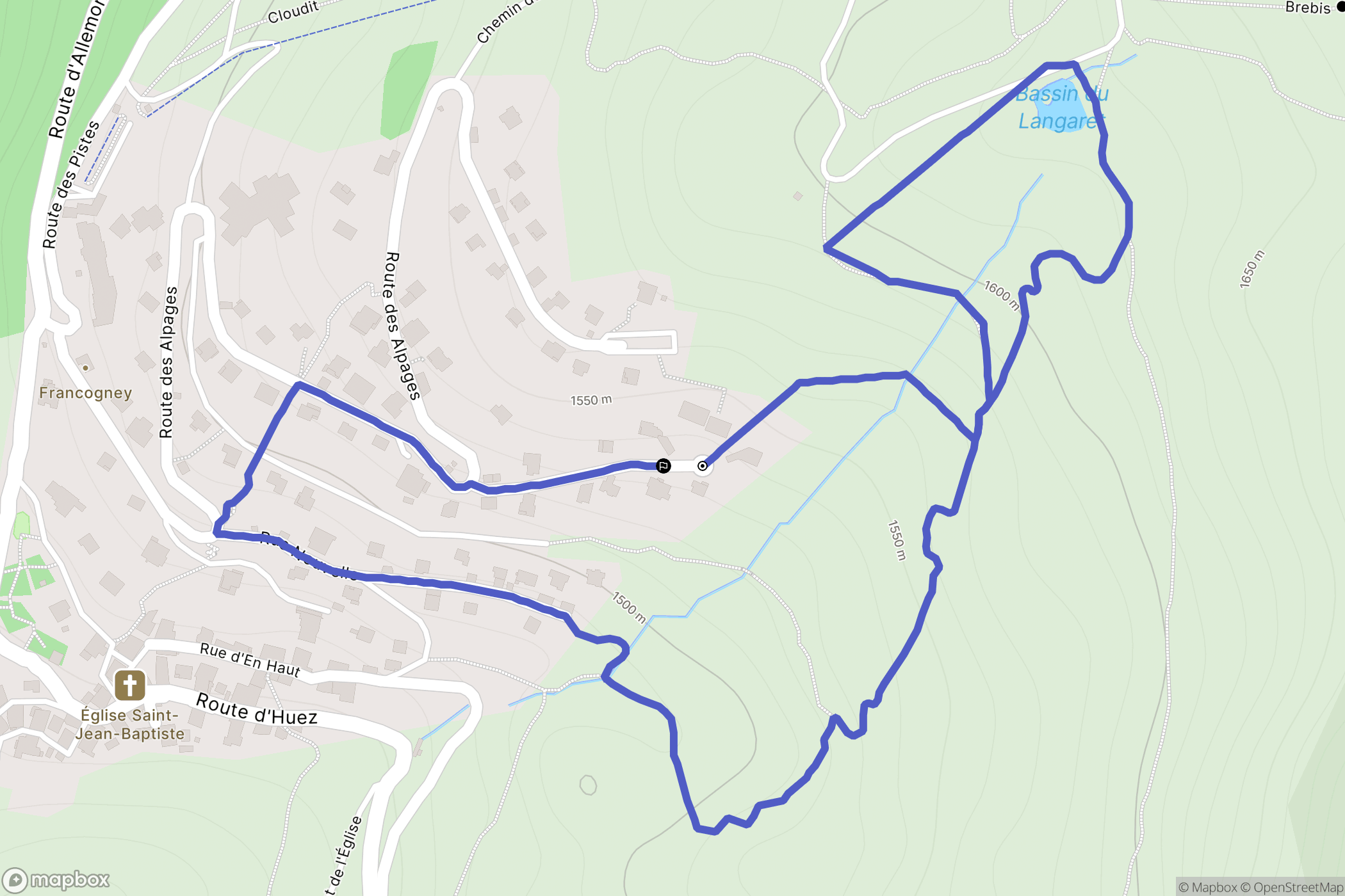 Villard-Reculas : carte du parcours de randonnée - France