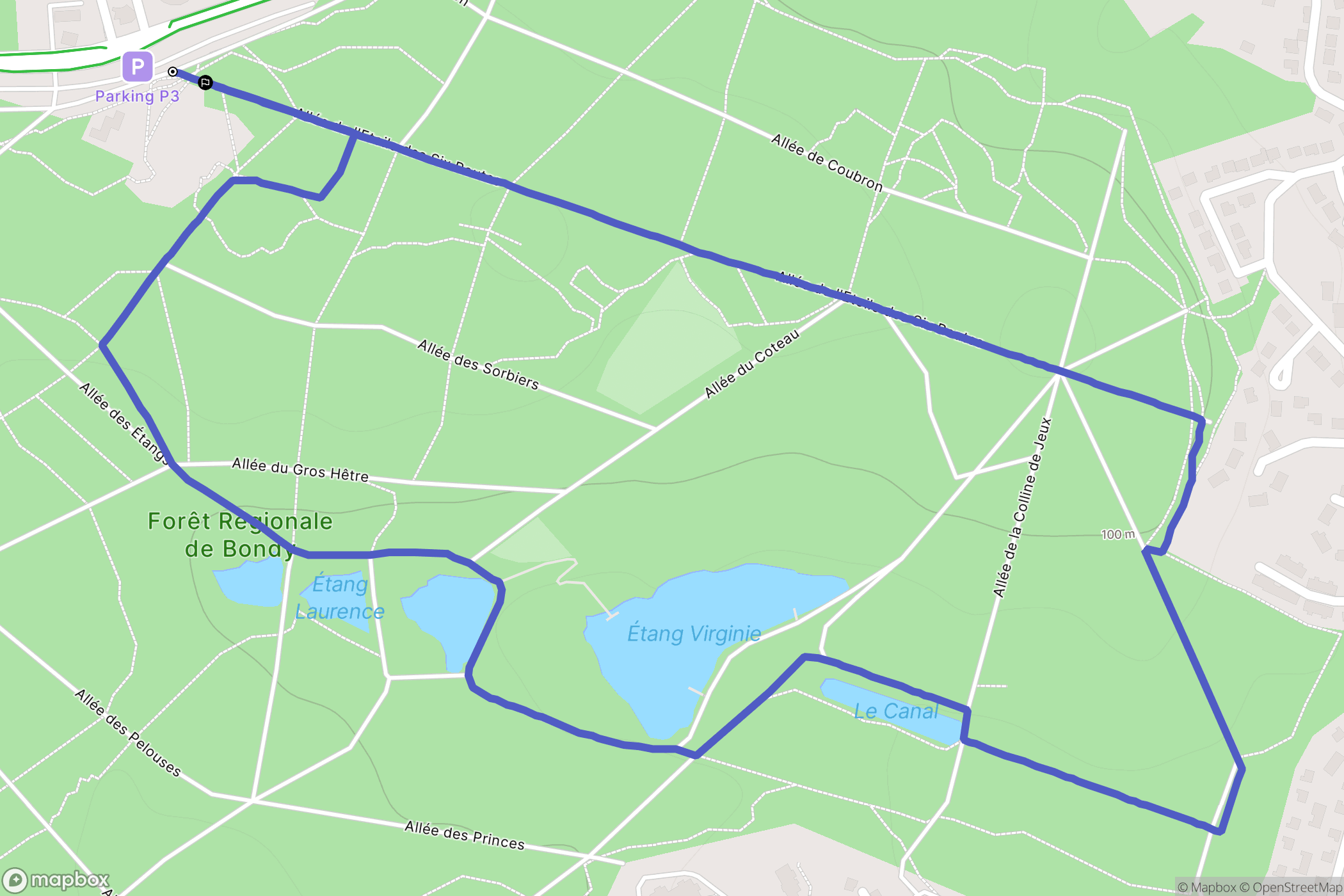 Coubron : carte du parcours de randonnée - France