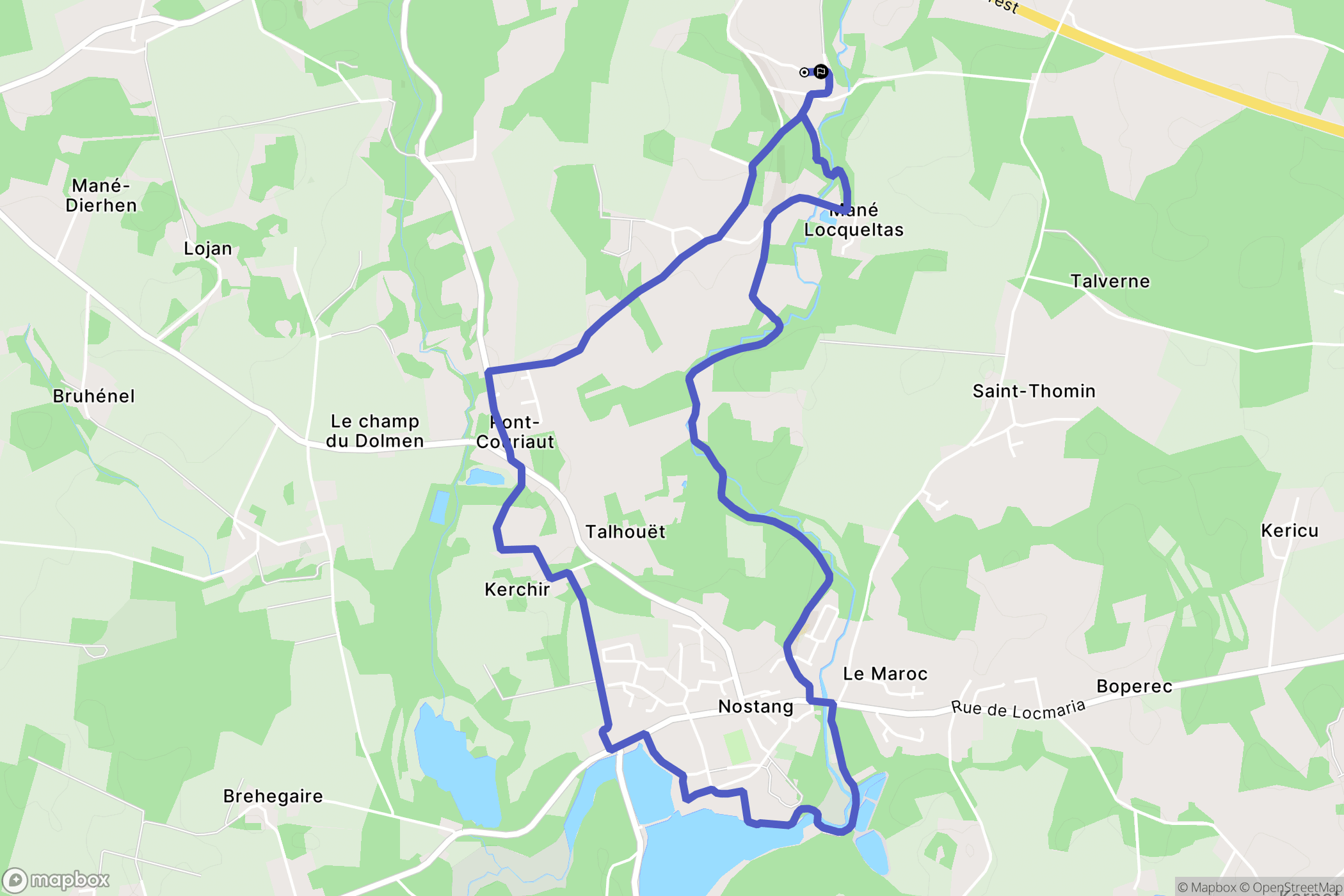 Nostang : carte du parcours de randonnée - France