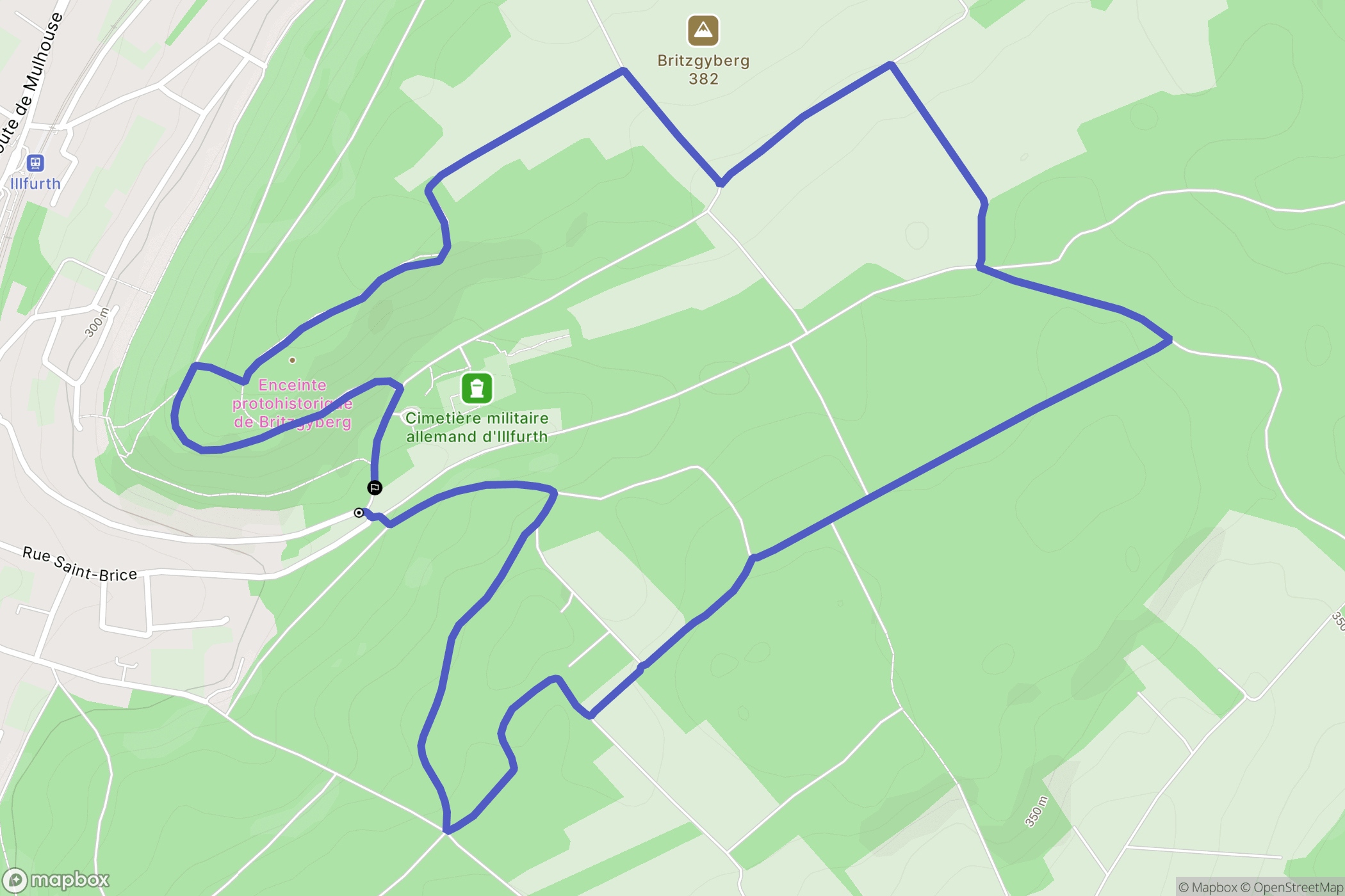 Illfurth : carte du parcours de randonnée - France
