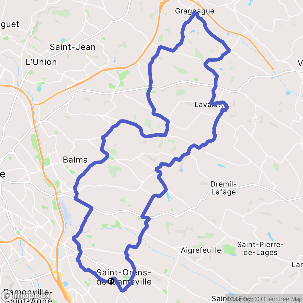 Saint-Orens-de-Gameville : carte du parcours de randonnée - France