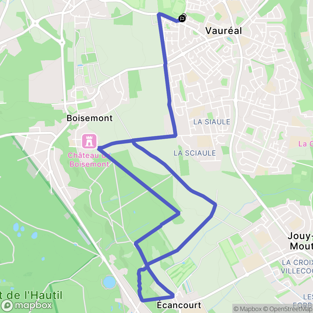 Vauréal : carte du parcours de randonnée - France