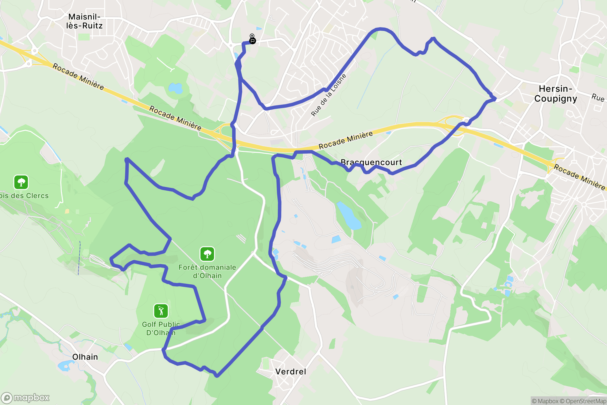 Barlin : carte du parcours de randonnée - France